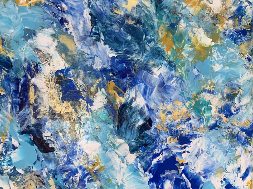 Titled: Rivers of living water. Residential Commission. Acrylic mixed media on linen. Size: 1.2m x 1.5m