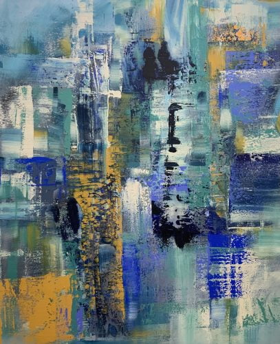 Titled: Believe. Displayed at Collectors’ home. Acrylics on canvas. Size: 1m x 1.2m.