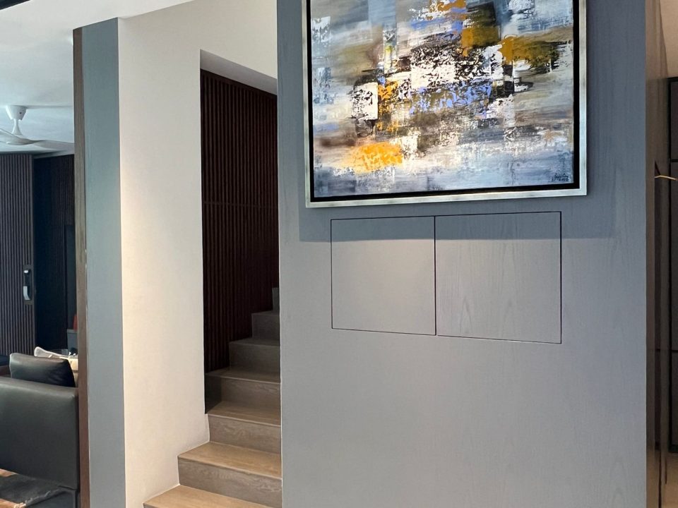 Titled: The Summit. Residential commission , acrylic mixed media on linen. Size: 0.8m x 1m