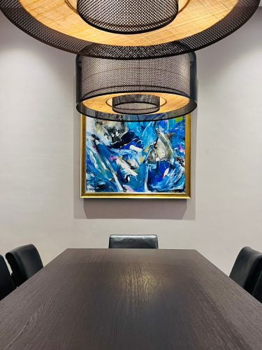 Titled: Look within your Soul. Displayed at Collector’s home. Acrylics mixed media on canvas. Size: 1m x 1.2m