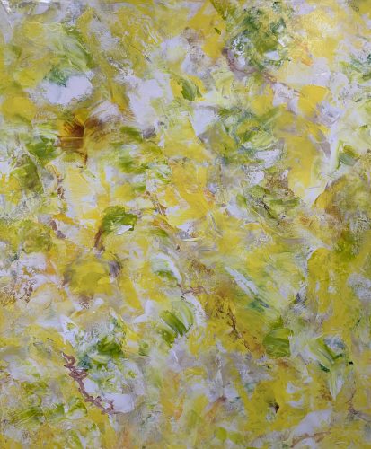 Titled: In My Heart. Acrylic mixed media on Linen. Size: 1m x 1.2m