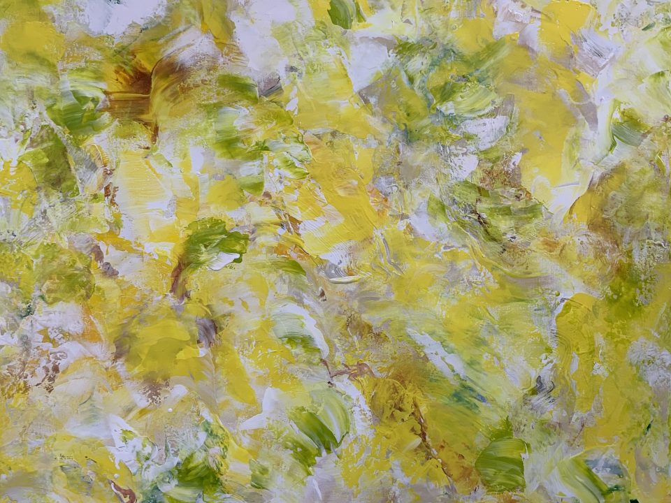 Titled: In My Heart. Acrylic mixed media on Linen. Size: 1m x 1.2m